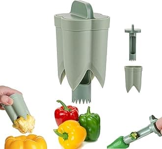Pepper Corer Seed Remover, Pepper Seed Corer Remover Tool, Bell Pepper Cutter Deseeder, 2 in 1 Fruit & Vegetable Corer Tools, Unique Kitchen Gadgets for Family Party Camping and BBQ