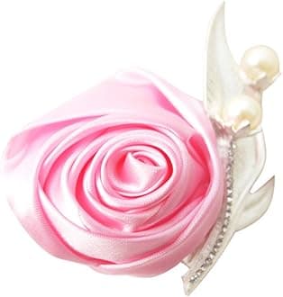Boutonniere Bridegroom Groom Men's Boutonniere Boutineer with Pin for Wedding, Prom, Homecoming Pink Pack of 2