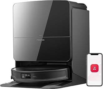 Saros 10R Robot Vacuum and Mop, 22,000 Pa Suction, Zero-Tangling, 3.14’’ Ultra Slim, FlexiArm Riser Technology for Carpet & Floor, Corner & Edge Cleaning, Self-Emptying, Hot Air Drying, Black