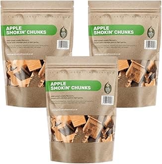 Green Olive Firewood - Wood Chunks for smoking, 15L - bbq wood chunks Ideal for use In BBQ's or Smokers - Flavoured large smoking chips, for smoking meat, fish and even vegetables - Apple