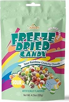 Apexy Freeze Dried Candy - Freeze Dried Rainbow Candy Assorted Flavor - Dehydrated, Crunchy, Colorful Treats & Snacks for Kids & Adults - Packed in a Resealable Pouch 4.23oz (120g) (Sour Rainbow Crunchy Clouds)