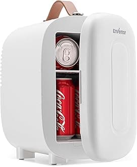Mini Fridge 4 Litre/ 6 Can, AC+12V DC Power, Portable Cooler & Warmer, Small Fridge for Bedrooms, Car, Skincare, Fruit and Drinks, White