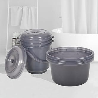 Kuber Industries Set of 6 Bathroom Combo Set | Bathroom Set | 3 Piece Tub-25 L & 3 Piece Bucket-13 L Bathing Set | Modern Bathroom Accessories Set | Transparent Gray
