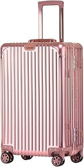 PYB Autograph - Premium Full Aluminium Trolley Bags for Travel, Zipless Cabin Suitcase with TSA Lock, Noiseless 360° Rotating 8 Wheels, Compression Pads and Divider (Pink)
