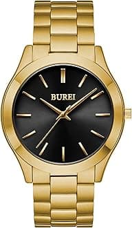 BUREI Mens Watches Stainless Steel Analog Quartz Watch Business Casual Fashion Minimalist Watches for Men
