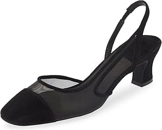 MICIFA Slingback Heels for Women，Round Toe Chunky Heeled Pumps Ankle Strap Fashion Splicing Dress Shoes