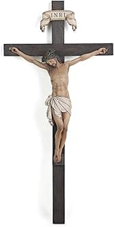 BC Catholic Crucifix,Wall Cross,61cm Height,Jesus Christ,Indoor,Interior,Religious Collectible Gifts,Renaissance Sculpture,Handmade by Buildclassic