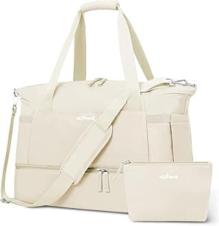 Gym Bag for Women, 45L Carry On Travel Duffel Bag with Shoes Compartment, Weekender Overnight Bag with Wet Pocket for Women, Travel, Gym, Weekend, Large Size