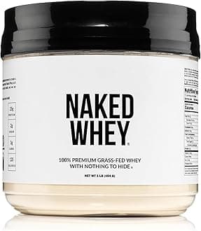 nutrition Naked Whey 1Lb - Only 1 Ingredient, Grass Fed Whey Protein Powder, Undenatured, No Gmos, No Soy, Gluten Free, Stimulate Growth, Enhance Recovery - 15 Servings