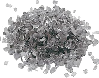 R H LIFESTYLE Crushed Glass/Fire Pits for Resin Art High Luster Fire Glass Used Specially for Resin Art/Geode Art Fire Pit Crafts (Grey 6mm, 200G)