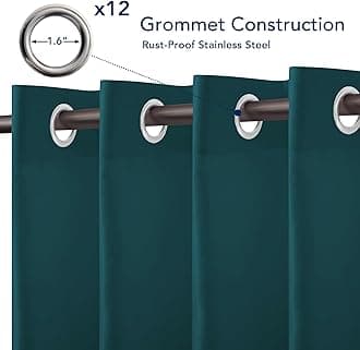 PureFit Outdoor Curtains for Patio Waterproof Weatherproof, UV and Fade Resistant Outside Curtains for Gazebo, Front Porch, Pergola, Sun Blocking Privacy Curtain, 100W x 120L inch, 1 Panel, Teal