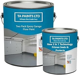T A Paints Ltd Two Pack Epoxy Resin Garage Floor Paint 3 In 1 Primer Sealer Protect Heavy Duty 2k Industrial Factory Floor Coating for Concrete Stone Brick (2.5L Tile Brick Red)