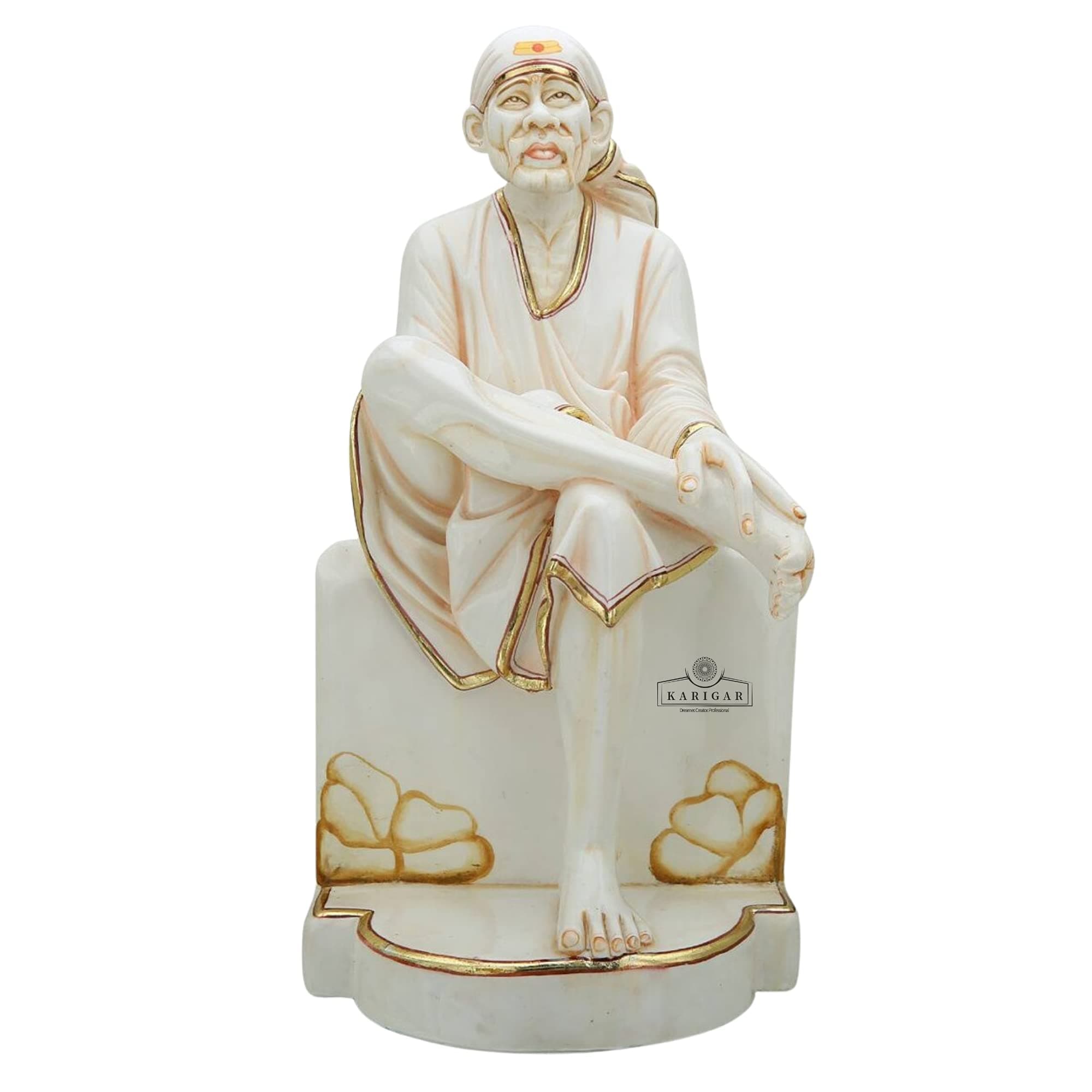 Sai Baba Statue Large Marble Sai Baba Idol, Divine Statue, Sai Baba Figurine, Shirdi Sai Baba, Pure Marble Sai Baba Statue, Sri DattaGuru (15 inches) (18 inches)