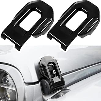 E-cowlboy Hood Latch Lock Catch Brackets Cover for 2018-2022 Jeep Wrangler JL JLU Unlimited Sports Freedom Sahara Rubicon Gladiator JT 2-Door & 4-Door Exterior Accessories Decoration (Black 2PCS)