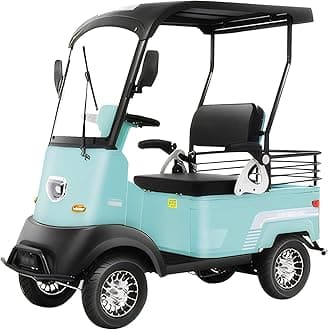 Electric Golf Cart 4 Wheel Mobility Scooter for Seniors with Storage Box, Farm Load Truck for Seniors and Adults Comes, Courtesy Car (Color : Green, Size : Lead ACID-800W+60V32AH)