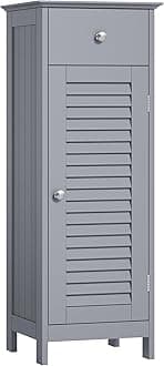 Storage Cabinet, Small Slim Floor Cabinet with Drawer and Shutter Door, for Living Room, Bathroom, 11.8 x 12.6 x 34.3 Inches, Dove Gray UBBC043G02