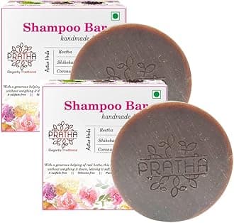 Pratha Natural Shampoo Bar Pack of 2 (100gm*2) - Shikakai Reetha Amla Bhringraj Coconut Milk Hibiscus - 200gm