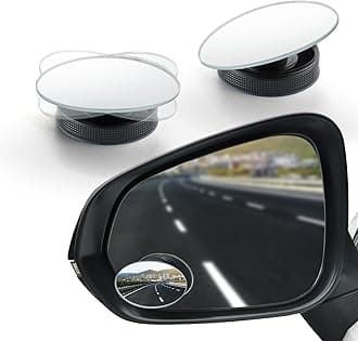 LivTee Blind Spot Car Mirror, Oval HD Glass Frameless Convex Side Mirror Blindspot, Reusable 360° Wide Angle Rear View Car Mirrors with Powerful Adjustable Suction Cup - Exterior Mirrors