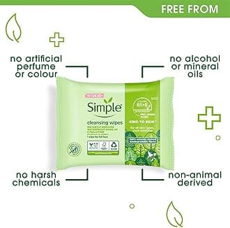 Simple Facial Cleansing Wipes Kind to Skin Sensitive 25's (2 Packs)