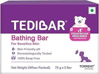Tedibar Baby Bathing Bar | For Baby’s Sensitive Skin | Gentle Cleansing Skin-friendly, pH 5.5, 75gm, Pack of 3