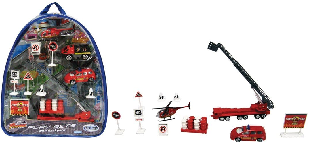Team Power Die Cast Play Sets In Back Packs