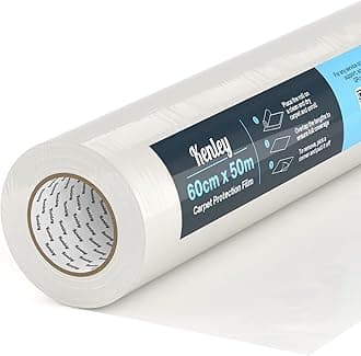 Carpet Protector Roll - Self Adhesive Protection Film - 50m x 60cm Sticky Clear Plastic Stair Hard Floor Cover - Heavy Duty Puncture Resistant & Waterproof Protective Floor Covering