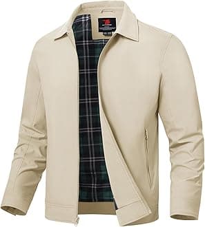 TBMPOY Men's Lightweight Jackets Windbreaker Golf Light Full Zip Up Stylish Work Casual Dress Business with Zip Pockets