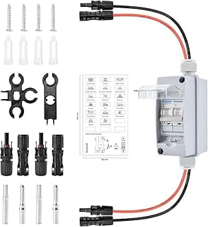 Mollom Solar Panel Disconnect Switch 400V 30Amp IP65 Breaker Box with 2P DC Miniature Circuit Breaker for PV Home Outdoor Battery