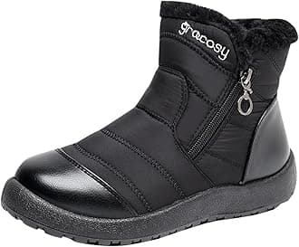 QixiuOutdoor Winter Boots Lightweight Winter Comfortable Cotton Shoes Anti Slip Boots for Women Snow Boots Winter Boots Ladies Womens Black Boots