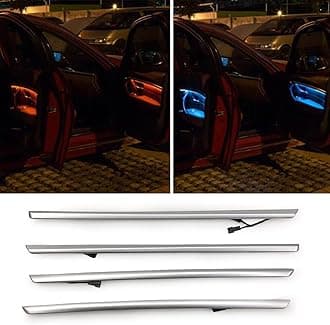 Car Interior Door LED Lighting Ambient Light Trim Strip Accessories for BMW 3 Series F30 F31 320i 328i 330i 335i 340i Door Two-Color Atmosphere Lamp Replacement Cover (Silver)
