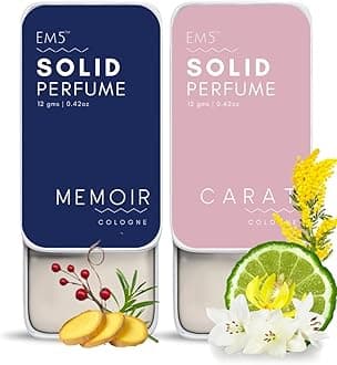- EM5 Memoir & Carat Solid Perfumes | Pack of 2 | Alcohol Free | Cologne for Men & Women | Non-Greasy Perfume Wax | Strong & Lasting Fragrance