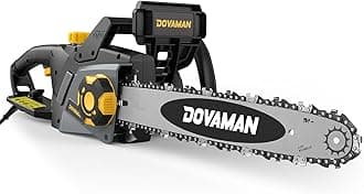 DOVAMAN 2400W Electric Chainsaw, 16 Inch Corded Chain Saw with Oregon Bar & 2 Chains, 15m/s High Speed, Tool-Free Tensioning, Auto Lubrication, Electric Chainsaw for Tree Felling & Log Cutting