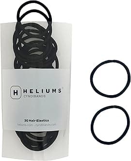 Cyndibands Elastic Hair Ties - Black - 30 Count, 4mm x 1.75 Inch Diameter Ponytail Holders