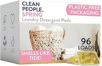 Clean People Laundry Washing Capsules - Recyclable Packaging, Hypoallergenic, Stain Fighting - Ultra Concentrated, Laundry Soap - Spring Scent, 96 Pack[Amazon-developed Certification] Compact by Design