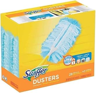 Dusters Dusting Starter Kit With Handle And 28 Disposable Duster Refills, Multi-Surface Cleaning, White (28 Refills + 1 Handle - 29 Count)