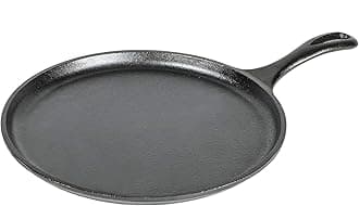 Lodge Round Seasoned Cast Iron Griddle - Round-Shaped, Pre-Seasoned Iron Griddle Pan - Non-Toxic, PFAS-Free Cookware - Compatible with Stovetop, Oven, Grill, or Campfire - 10.5 Inches