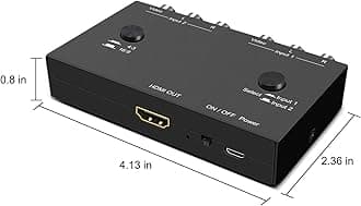 2 Port AV to HDMI Converter, Dual RCAto HDMI Adapter, Composite to HDMI Adapter Support 16:9/4:3 Compatible with WII/N64/PS1/PS2/PS3/VHS/VCR/DVD Players etc(2 AV in 1 HDMI Out)