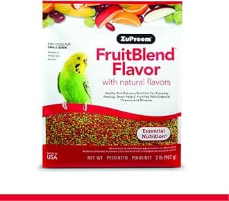 FruitBlend Bird Pellets, Daily Bird Food for Parakeet, Budgie, Parrotlet, Dove, Core Nutrition for Small Birds, Made in USA, Parakeet & Budgie Food (S, 2 lbs)