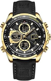 9197L-GBB Leather Chronograph Men's Watch (Black Dial Colored Strap) by Lexiv
