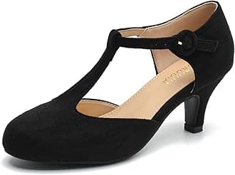 LIURUIJIA Women's T Strap Mary Jane Kitten Heels Pumps Vintage Low Heel Dress Shoes for Wedding Party Work Church
