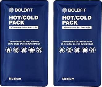 Boldfit Reusable Hot and Cold Ice Pack | Flexible Gel for Injuries, Pain Relief Cold Ice Gel Pack for Shoulders, Knee, Back, Neck Hot Compression Gel Pack for Pain Relief-Medium Pack of 2