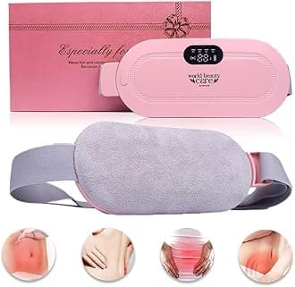 Period Cramp Relief Massager & Heating Pad for Period Cramps Portable Cordless Periods Cramps Relief Machine 3-Temp. & 4-Massage Mode