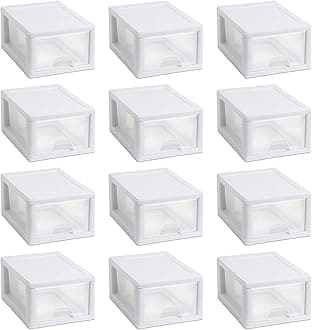 Sterilite 20518006 Stackable Small Drawer White Frame See-Through (12 Pack)