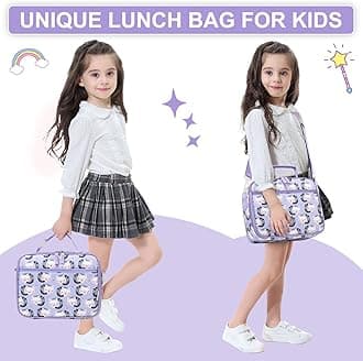 VASCHY Kids Lunch Bag for Girls, Reusable Insulated Lunch Box Bag for Boys Women Cooler Bag with Detachable Adjustable Shoulder Strap for School, Daycare, Kindergarten Cats