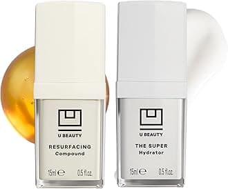 The U Beauty Duo - Resurfacing Compound & SUPER Hydrator Set - Vitamin C & E, Retinol, Hyaluronic Acid - Moisturizing Face Serum Duo for Smooth, Hydrated and Softer Skin, Set of 2 0.5 fl oz