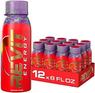 - Steel Revit Energy Drink Grape 8oz (12-Pack) | 300mg Caffeine, 7 Essential Vitamins | Sugar-Free, Resealable Cap, All-Day Energy (1.2 PK, Grape)