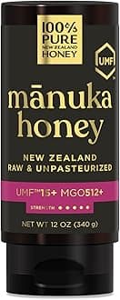 100% Pure New Zealand UMF 15+ MGO 512+ Manuka Honey Squeeze Bottle Raw & Unfiltered Certified Award Winning Silky Smooth Taste & Texture 12 Oz