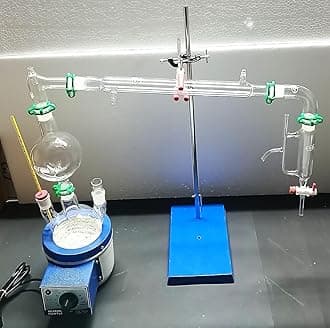 ISKO ® Borosilicate glass Steam Distillation apparatus complete set with stand Heating Mantle, GLASS PARTS and Heating Mantle thermometer (500 ML)