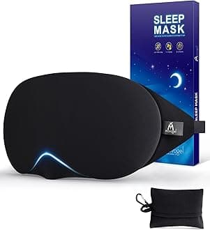 Design Light Blocking with Adjustable Nose Bridge, Soft and Comfortable Night Eye Mask for Men Women, Eye Blinder for Shift Work, Includes Travel Pouch, Black