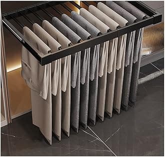 Pull Out Trousers Rack Clothes Organizers Extendable Trousers Rack Wardrobe Pull-Out Trousers Rack For Closet Clothes,Space Saving And Storage (Color : Wit, Size : L)